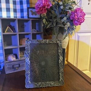 Decorative Gray Photo Frame with Floral Design